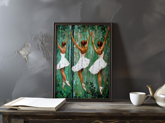 Edgar Degas Three Ballerinas Leaping in the Forest Art Poster