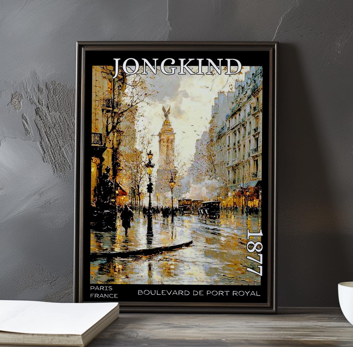 Jongkind 1877 Gilded Column Monument Crowded Boulevard Poster