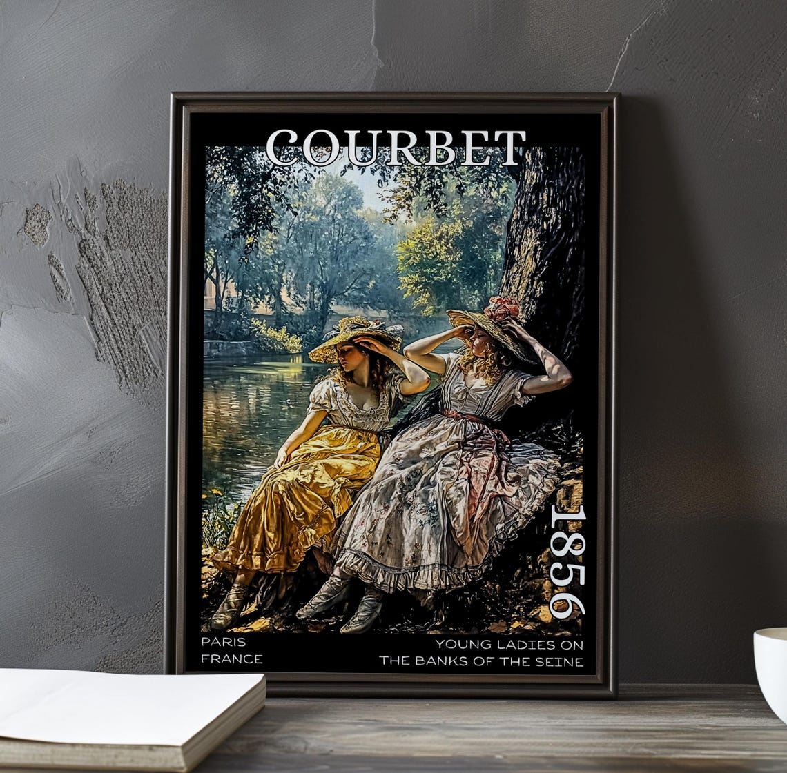 Gustave Courbet Straw Hat Ladies by the Riverbank 1856 Poster