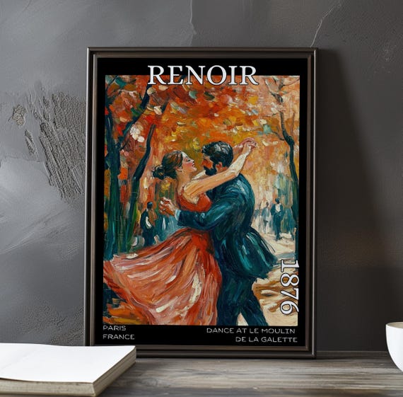 Dance At Le Moulin De La Galette 1876 Pierreauguste Renoir Print Poster French Impressionism Paris Social Life Montmartre Decor Art