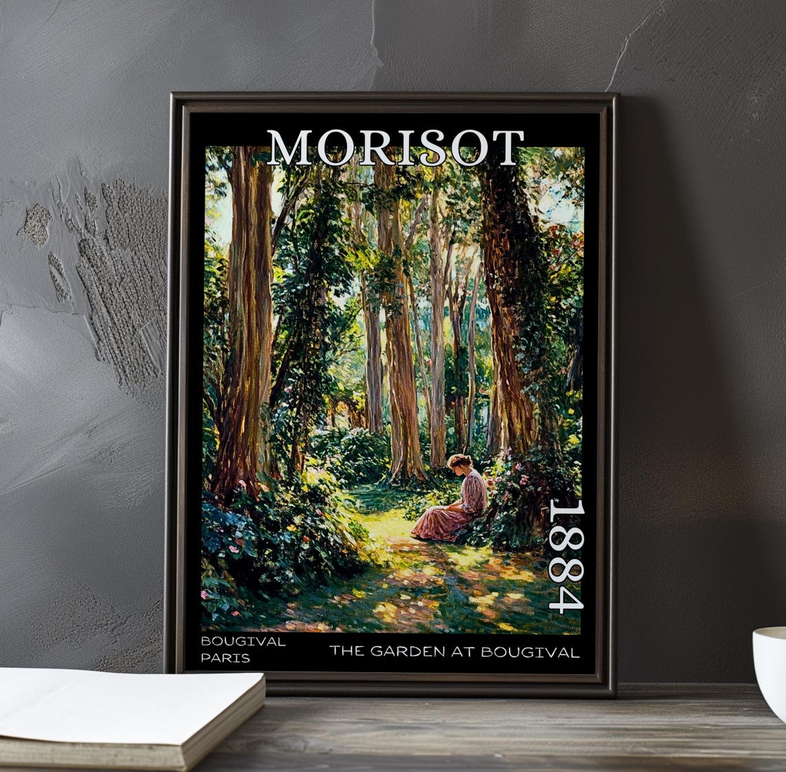 Morisot The Garden at Bougival 1884 Woman in Sunlit Grove Poster