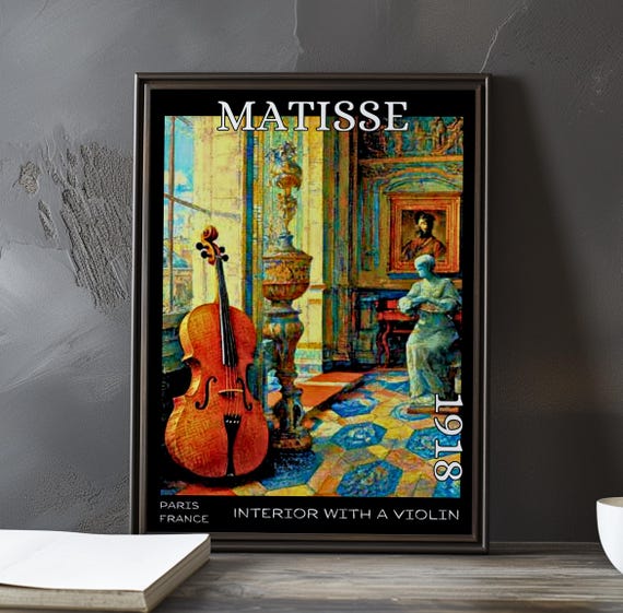Interior With A Violin 1918 Henri Matisse Print Poster Fauvism Post Impressionism French Modern Still Life Vibrant Musical Home Decor