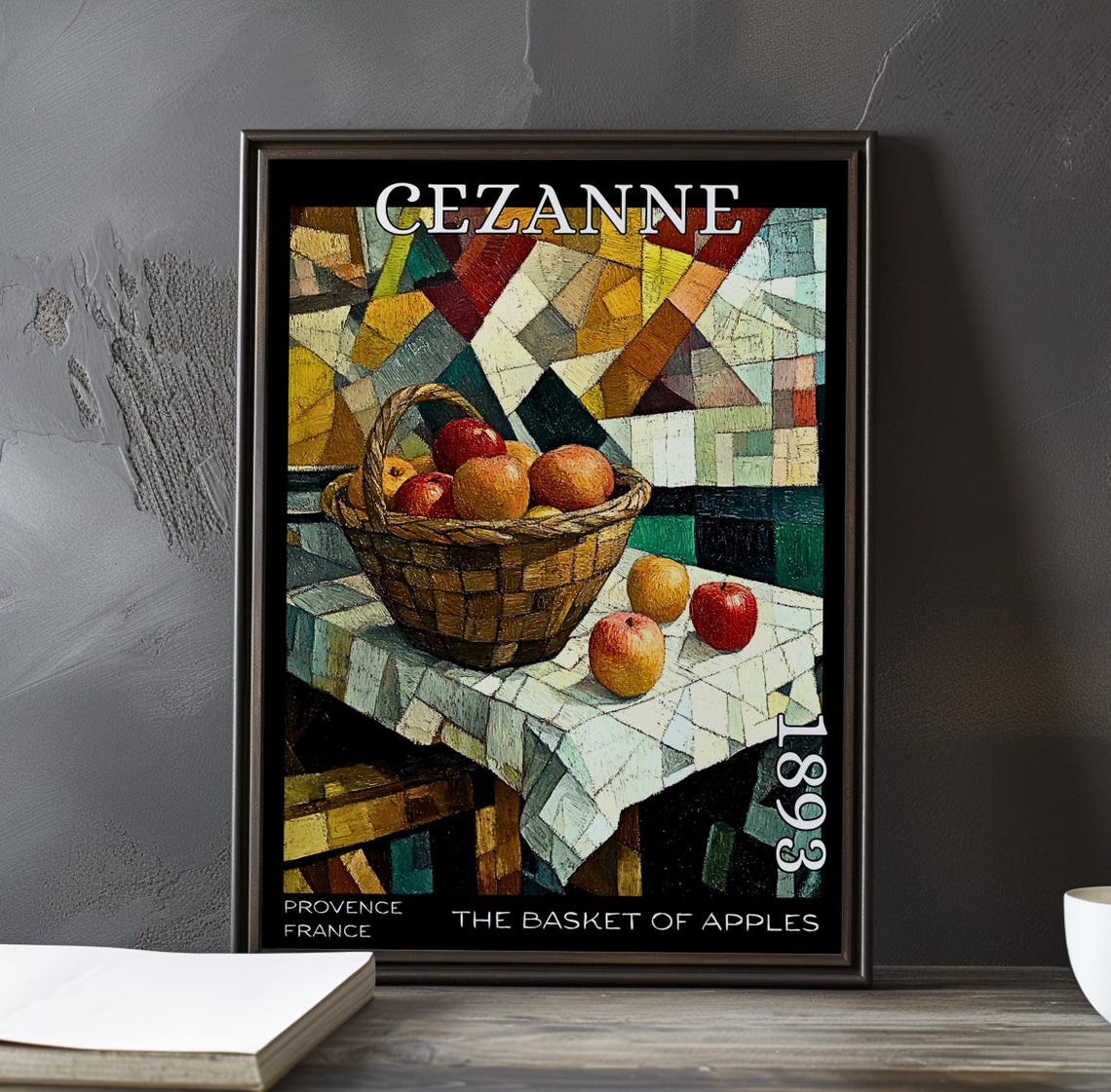 Cezanne The Basket Of Apples Basket On Geometric Tablecloth Poster
