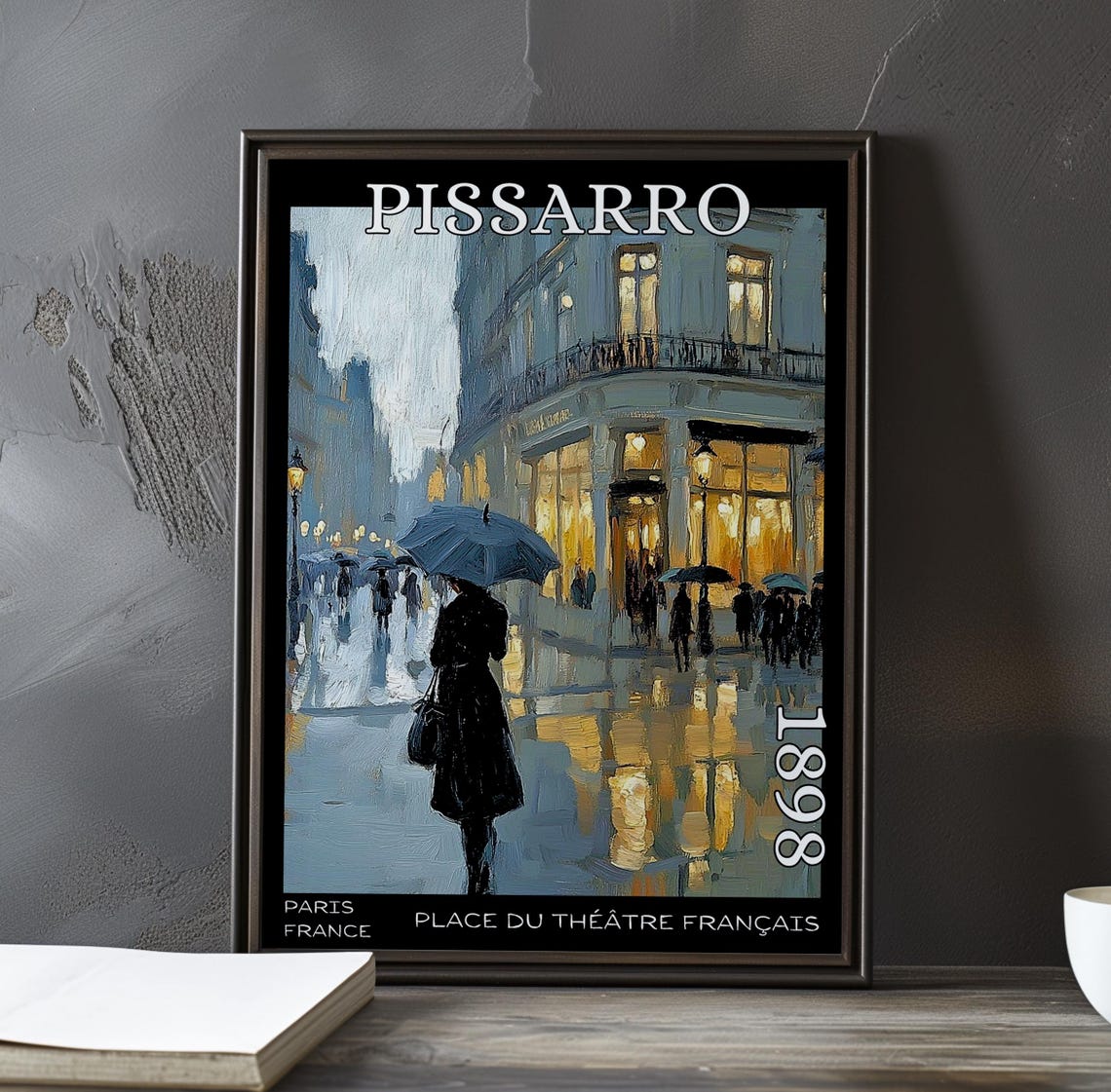 Pissarro Place du Théâtre Français 1898 Umbrella Glow Evening Poster