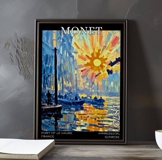 Monet Impression Sunrise 1872 Exploding Sun Harbor Scene Poster