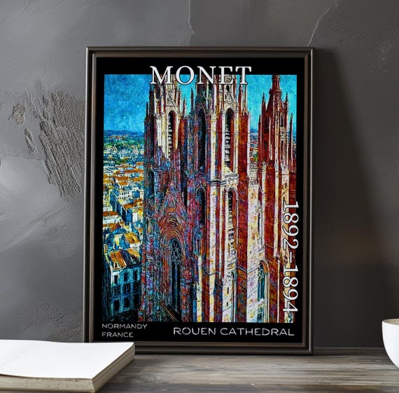 Rouen Cathedral 18921894 Claude Monet Print Poster Impressionism Post Impressionist Church Facade Gothic Light Study Series Art Decor