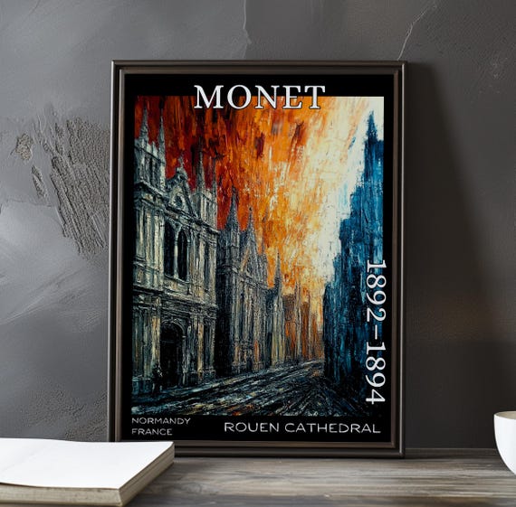 Rouen Cathedral 18921894 Claude Monet Print Poster Impressionism Post Impressionist Church Facade Gothic Light Study Series Art Decor