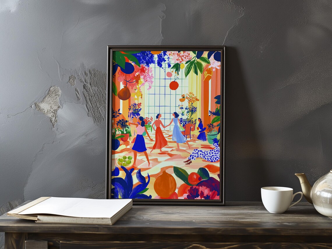 Matisse-Style Garden Party With Dancing Women Fauvist Art Poster