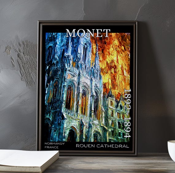 Rouen Cathedral 18921894 Claude Monet Print Poster Impressionism Post Impressionist Church Facade Gothic Light Study Series Art Decor