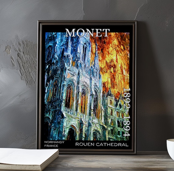 Rouen Cathedral Blue Facade Sunset Claude Monet 1892-1894 Poster