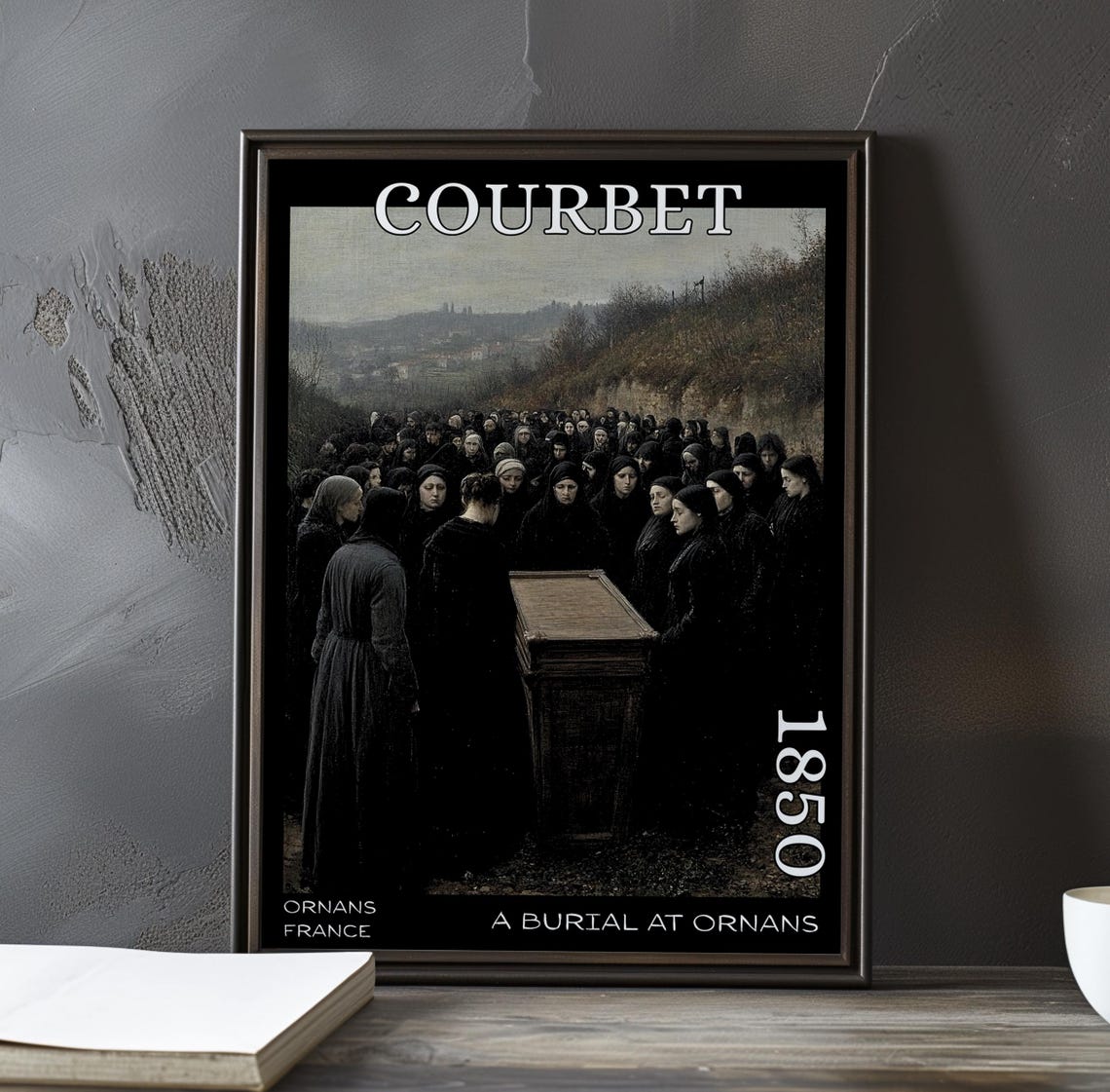 A Burial at Ornans Hillside Mourners Crowd 1850 Courbet Poster