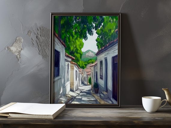 A Village Street Scene Paul Cezanne Inspired Impressionist Art Print French Natural Landscape Still Life Poster Impressionism