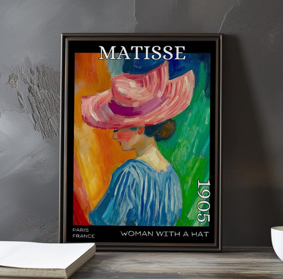 Woman With A Hat 1905 Henri Matisse Print Poster Bold Fauvism Portrait Vibrant Colour Modern French Post Impressionism Wall Art Decor