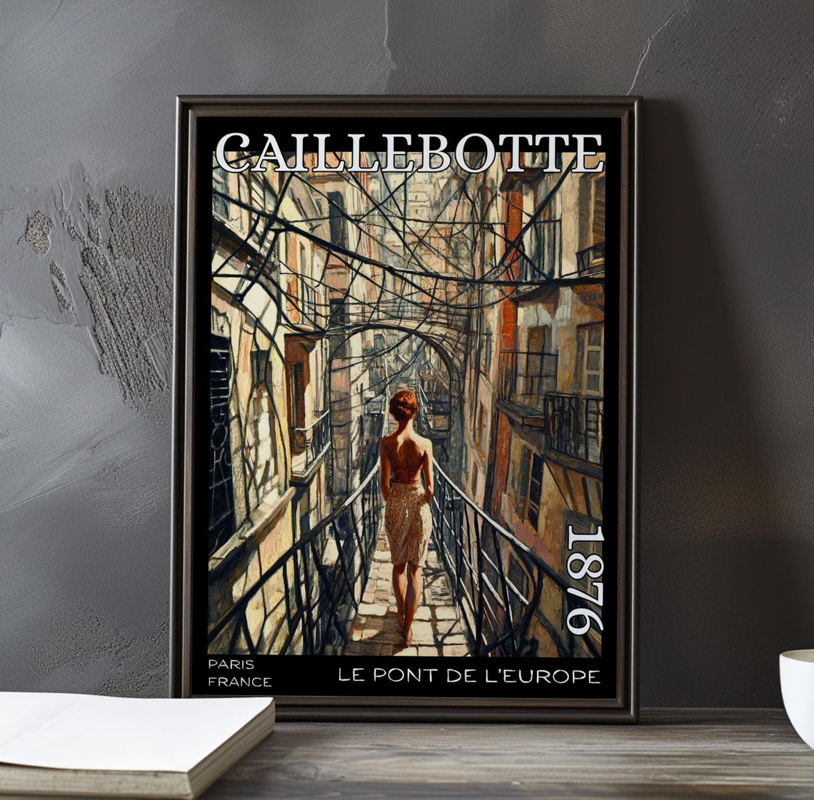 Caillebotte Le Pont de l'Europe Woman on the Iron Bridge Poster