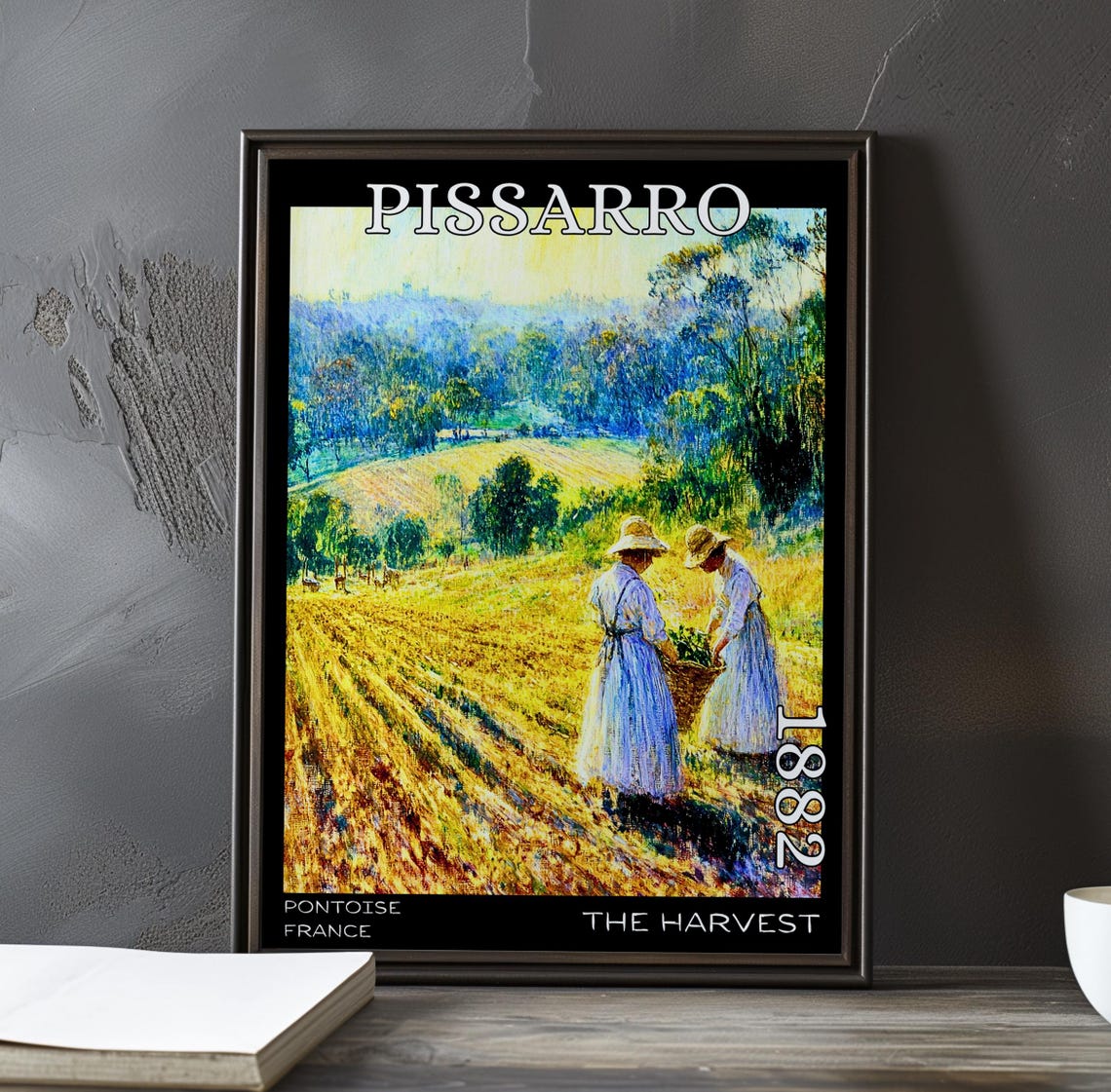 Pissarro 1882 The Harvest Two Women Basket Harvested Field Poster