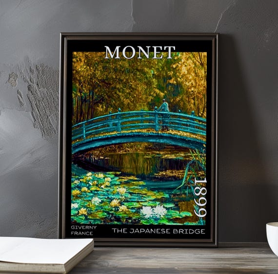The Japanese Bridge 1899 Claude Monet Print Poster Impressionism Post Impressionist Garden Arch 20th Century Floral Scene Lily Decor