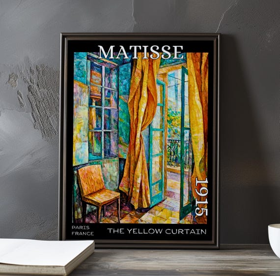 The Yellow Curtain 1915 Henri Matisse Print Poster Fauvism Post Impressionism French Interior Window Art Vibrant Modernist Wall Decor