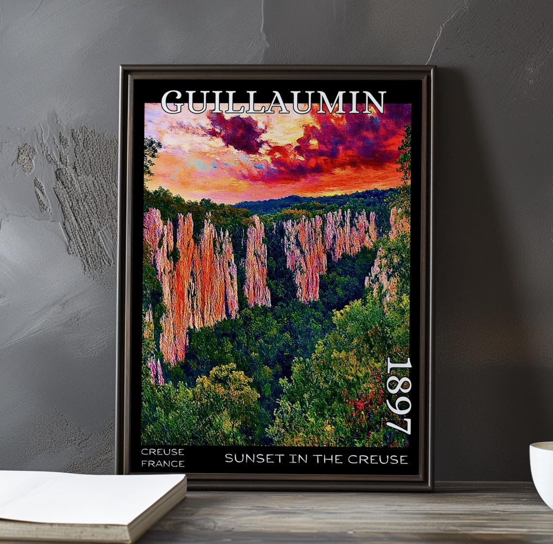Guillaumin Sunset in the Creuse Red Curtain Cliffs 1897 Poster