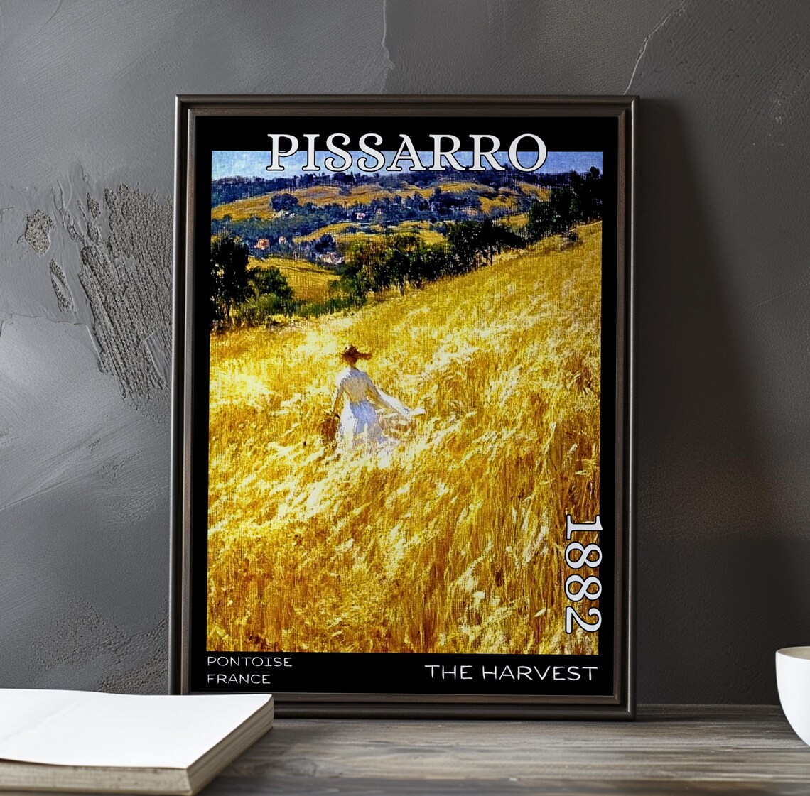 Pissarro 1882 The Harvest Woman White Dress Golden Wheat Field Poster