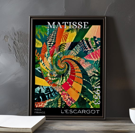 Lescargot 1953 Henri Matisse Print Poster Modern Abstract Spiral Art Collage Cutout French Post Impressionism Decor 20th Century