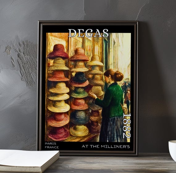 At The Milliners 1882 Edgar Degas Print Poster Impressionism Post Impressionist Fashion French Boutique Scene Modern Elegance Art