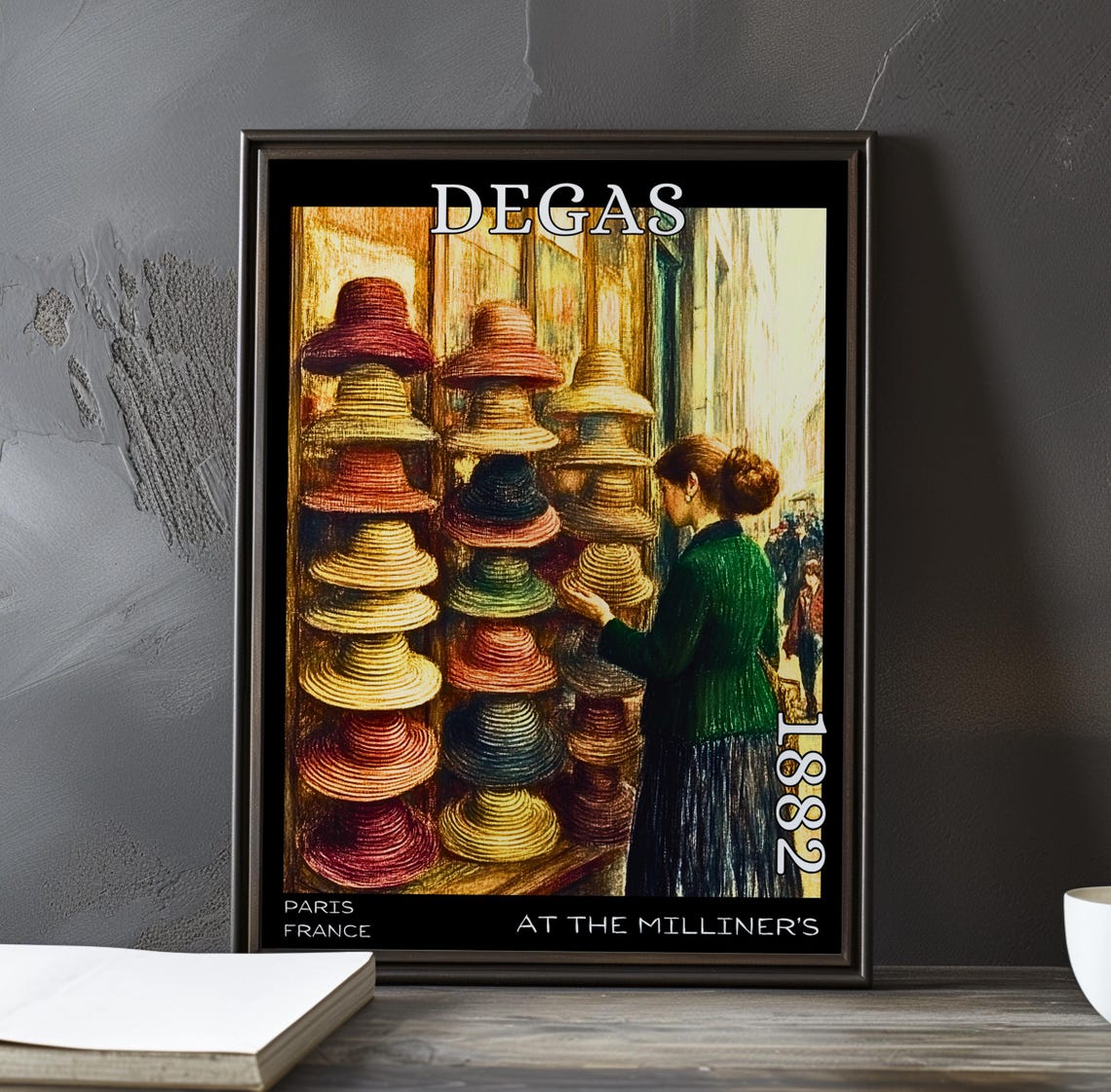 Edgar Degas At The Milliners 1882 Shop Window Stacked Hats Poster