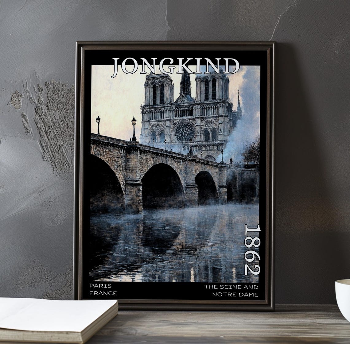 Jongkind 1862 Stone Bridge and Notre-Dame in Night Light Poster
