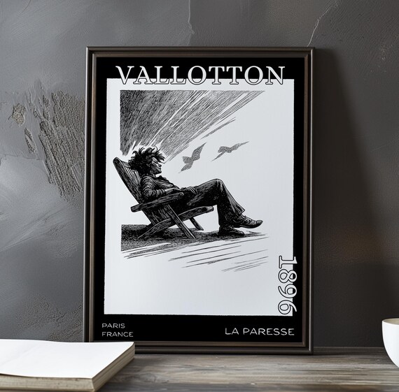 Vallotton La Paresse 1896 Man Resting in Armchair Rain Birds Engraving Poster