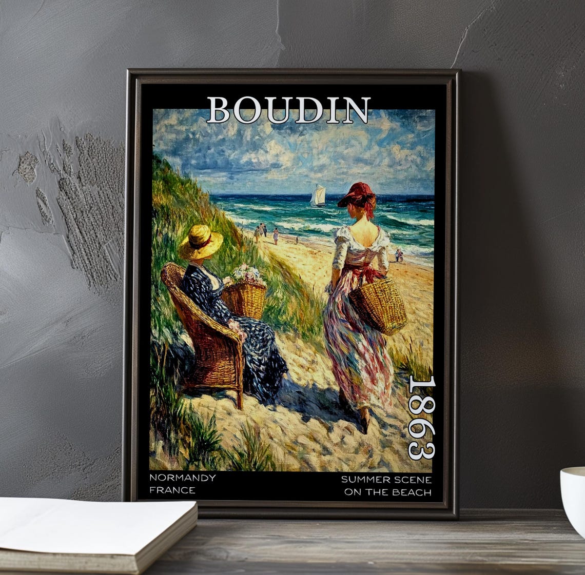 Eugène Boudin Summer Beach Scene 1863 with Seated Woman Dunes Poster