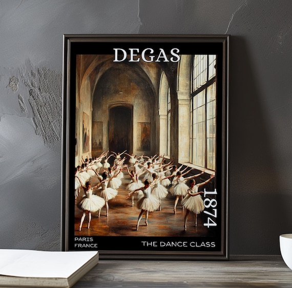 Degas 1874 Ballerinas in White Tutus Rehearsing in Grand Paris Hall Poster