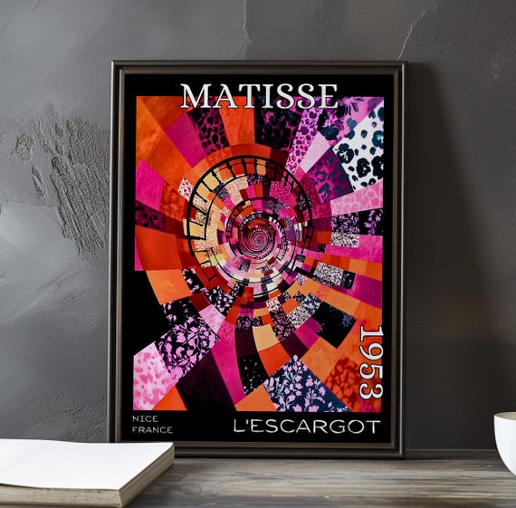 Lescargot 1953 Henri Matisse Print Poster Modern Abstract Spiral Art Collage Cutout French Post Impressionism Decor 20th Century