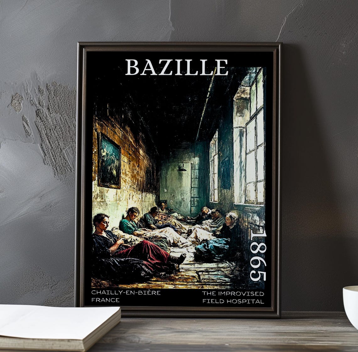 Bazille Field Hospital 1865 Window-Lit Ward Cots Scene Art Poster