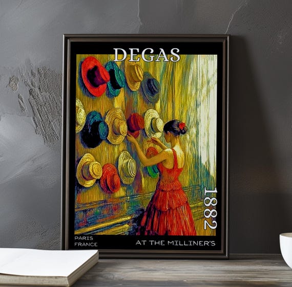 At The Milliners 1882 Edgar Degas Print Poster Impressionism Post Impressionist Fashion French Boutique Scene Modern Elegance Art
