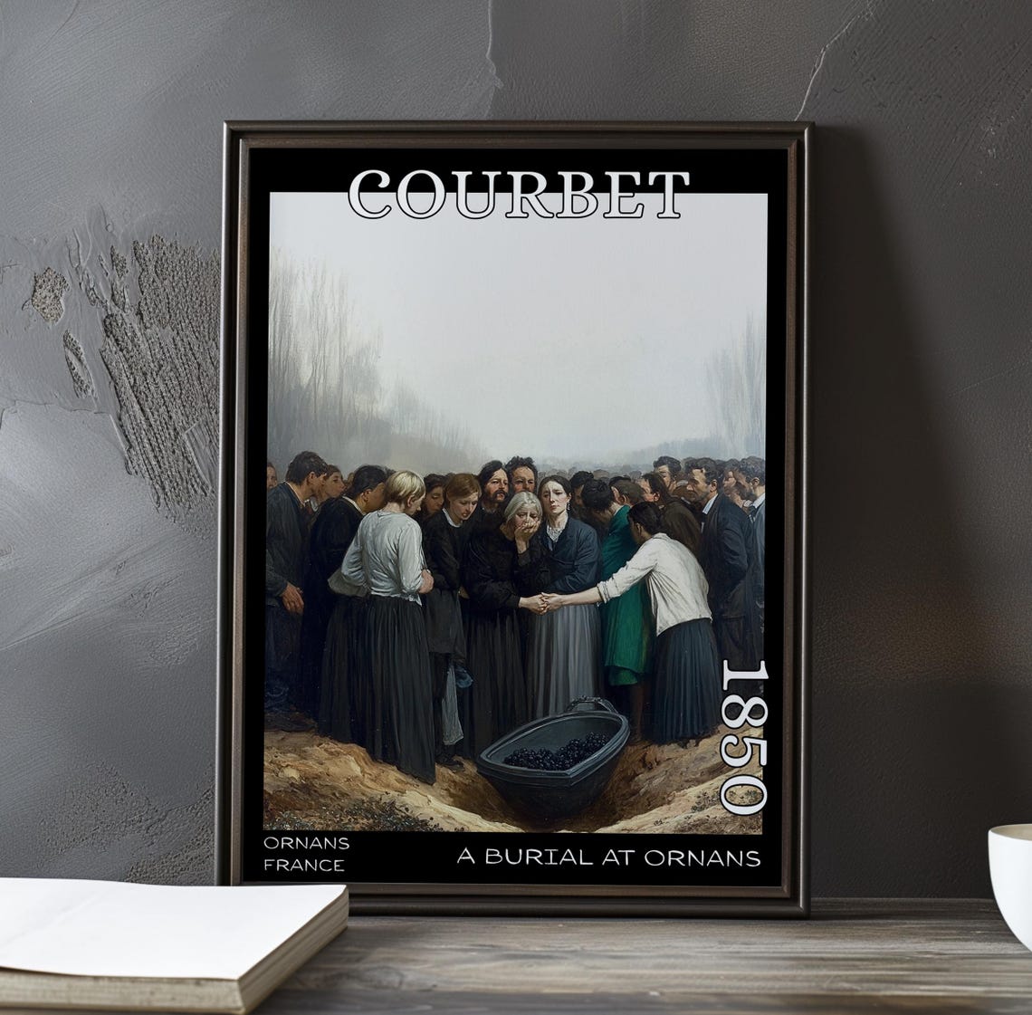 A Burial at Ornans Mourners at the Open Grave 1850 Courbet Poster