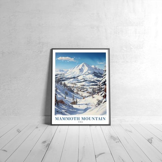 Mammoth Mountain Vintage Travel Poster Retro Usa Art Print Colorful Home Decor Wall Unique Gift
