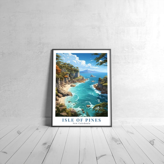 Isle Of Pines Vintage Travel Poster Retro New Caledonia Art Print Colorful Home Decor Wall Unique Gift