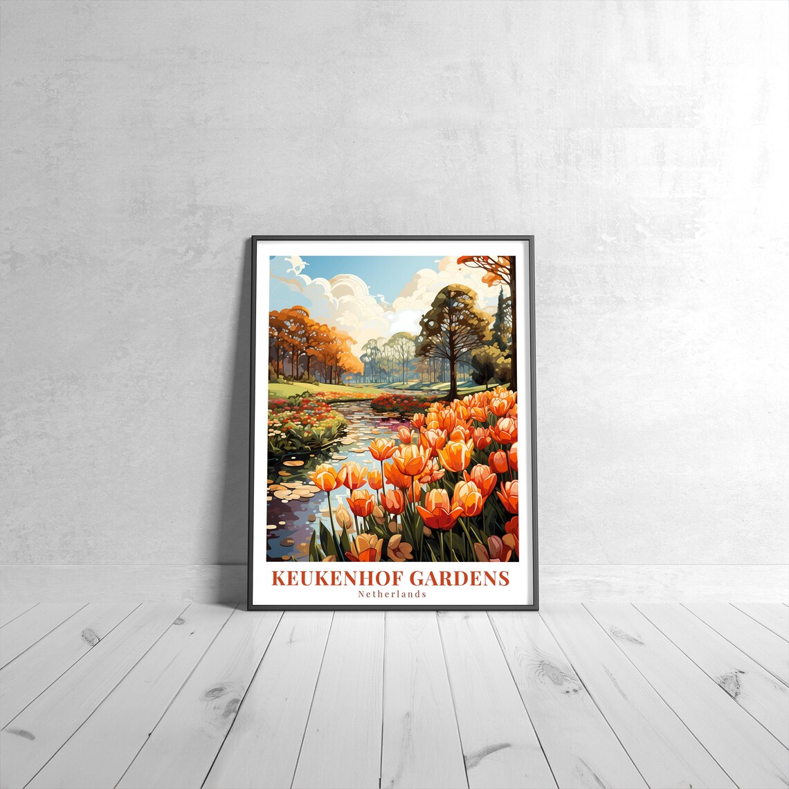 Keukenhof Gardens Vintage Travel Poster, Netherlands