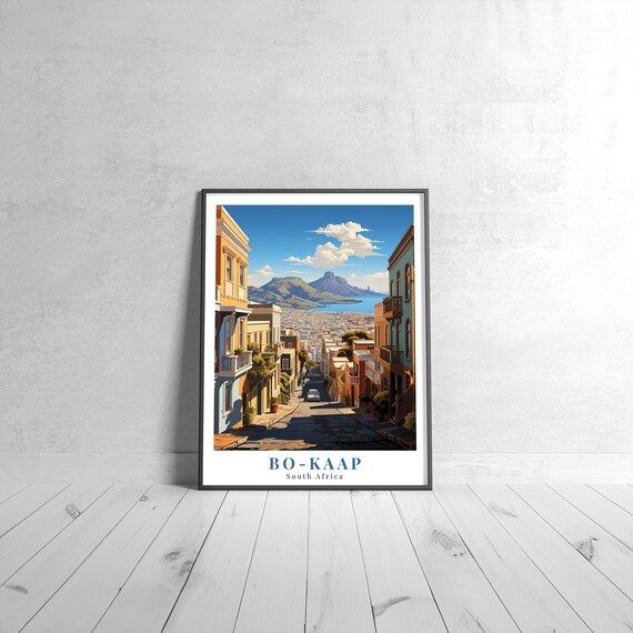 Bokaap Vintage Travel Poster Retro South Africa Art Print Colorful Home Decor Wall Unique Gift