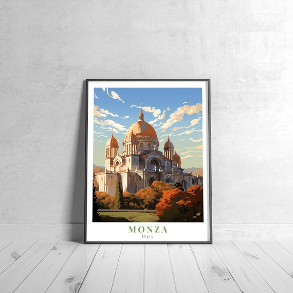 Monza Vintage Travel Poster Retro Italy Art Print Colorful Home Decor Wall Unique Gift