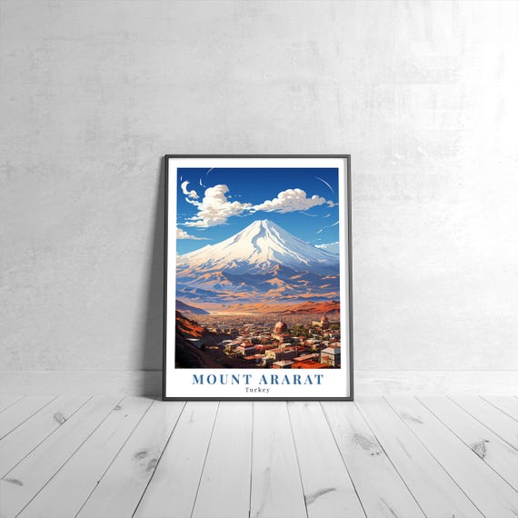 Mount Ararat Vintage Travel Poster Retro Turkey Art Print Colorful Home Decor Wall Unique Gift