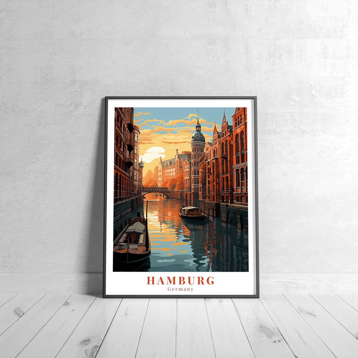 Hamburg Vintage Travel Poster Retro Germany Style Art Prints For Wall Decor