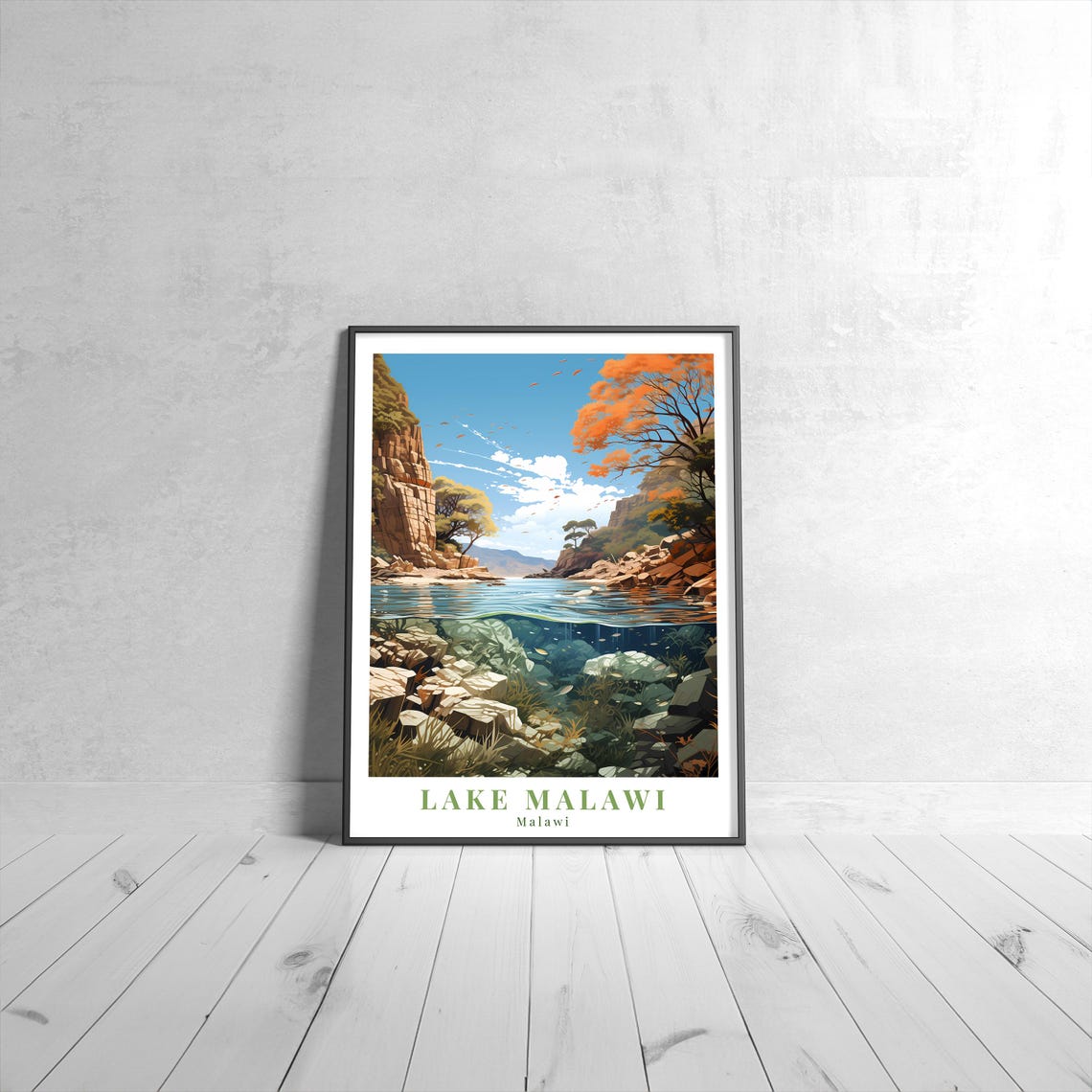Lake Malawi Vintage Travel Poster