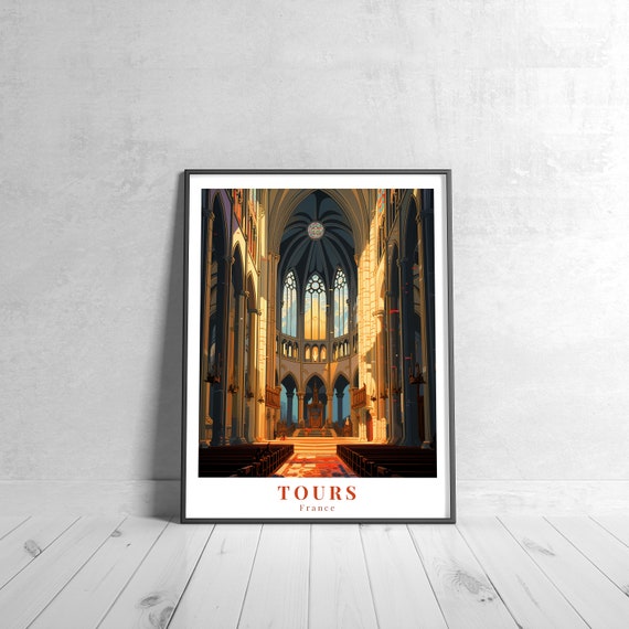Tours Vintage Travel Poster Retro France Art Print Colorful Home Decor Wall Unique Gift