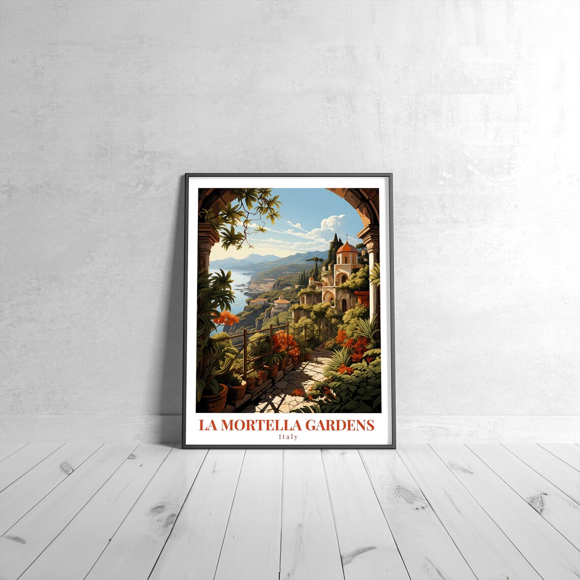 La Mortella Gardens Italy Lush Villa Sea View Vintage Travel Poster