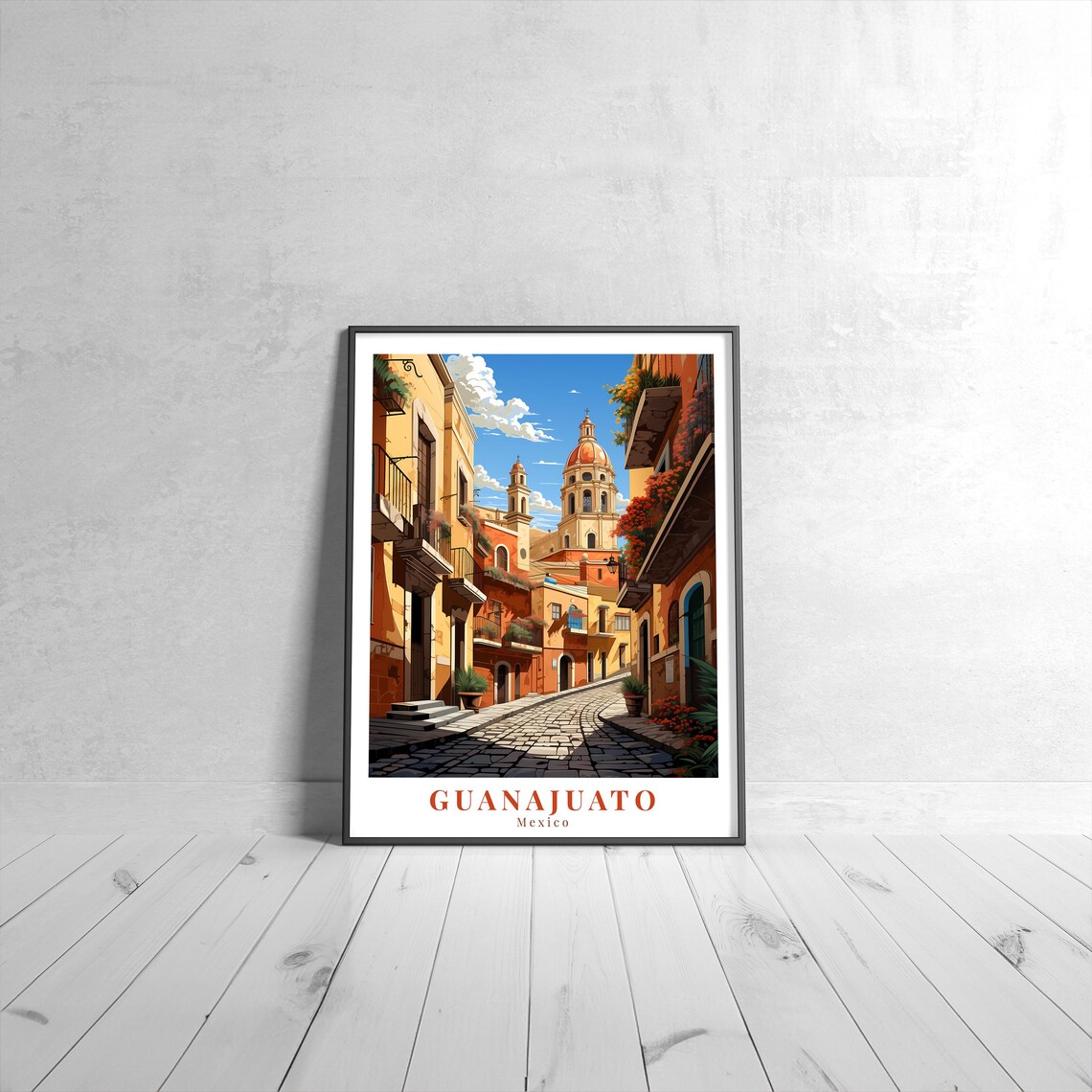 Guanajuato Vintage Travel Poster, Mexico Art Print
