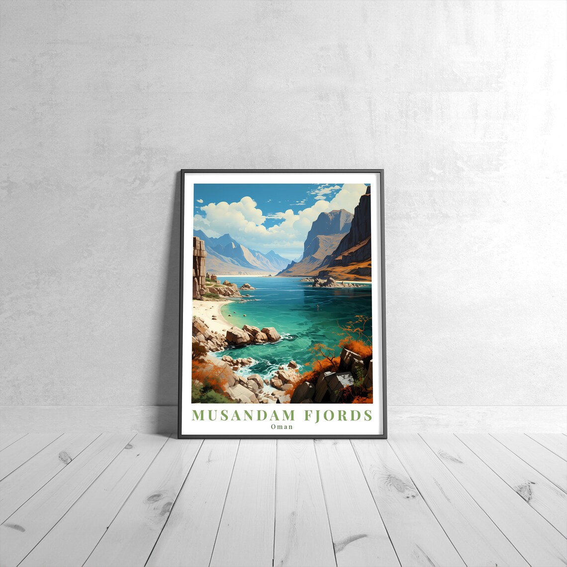 Musandam Fjords Vintage Travel Poster, Oman