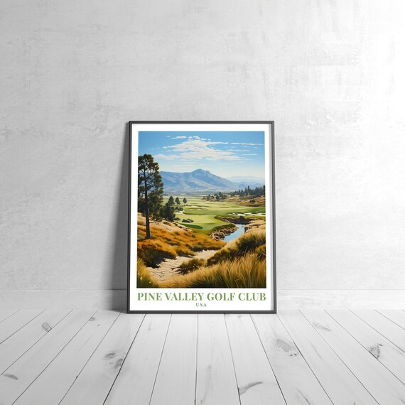 Pine Valley Golf Club USA Vintage Retro Golf Course Travel Poster