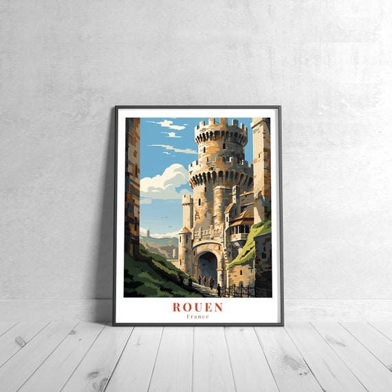 Rouen Vintage Travel Poster Retro France Art Print Colorful Home Decor Wall Unique Gift
