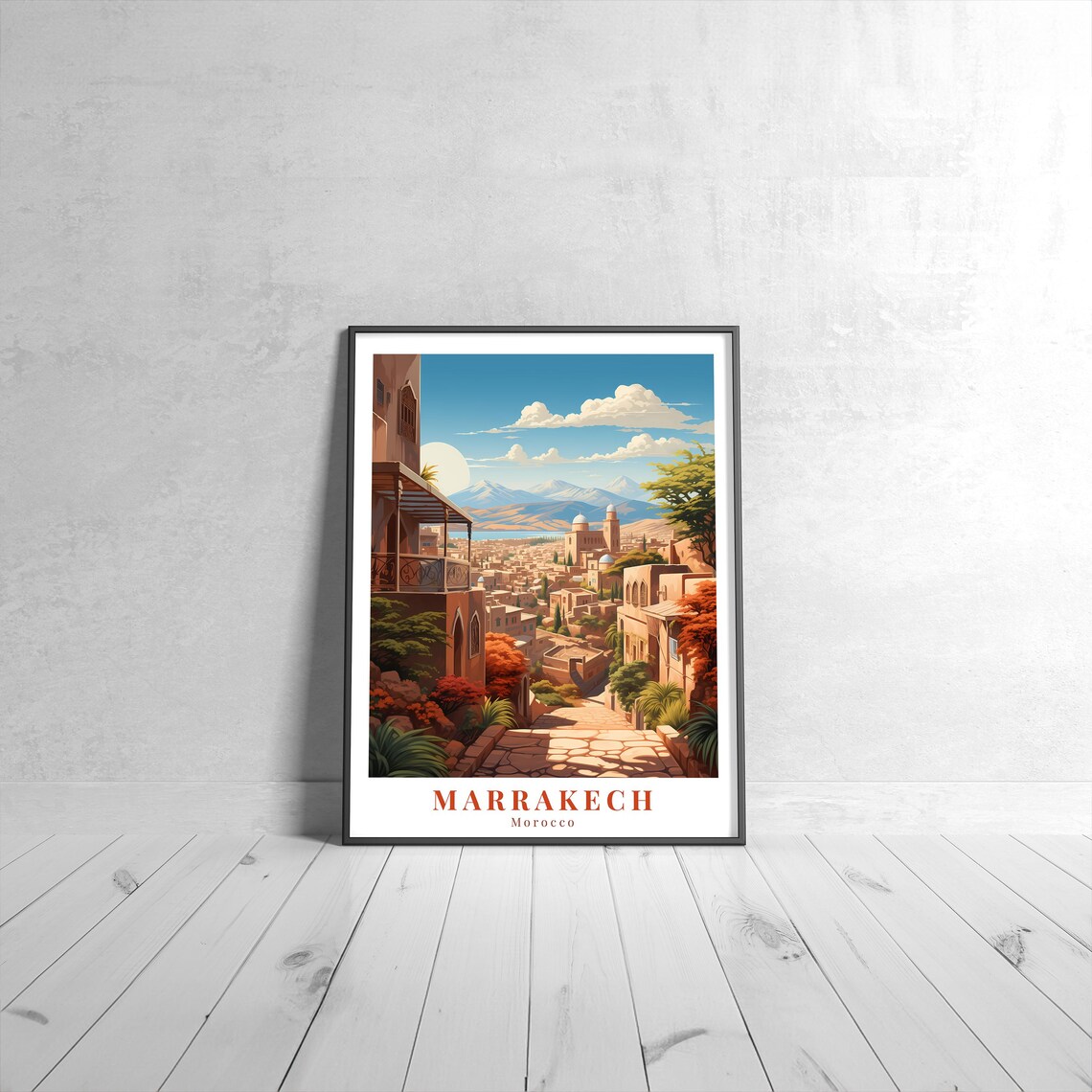 Marrakech Vintage Travel Poster, Morocco Art Print
