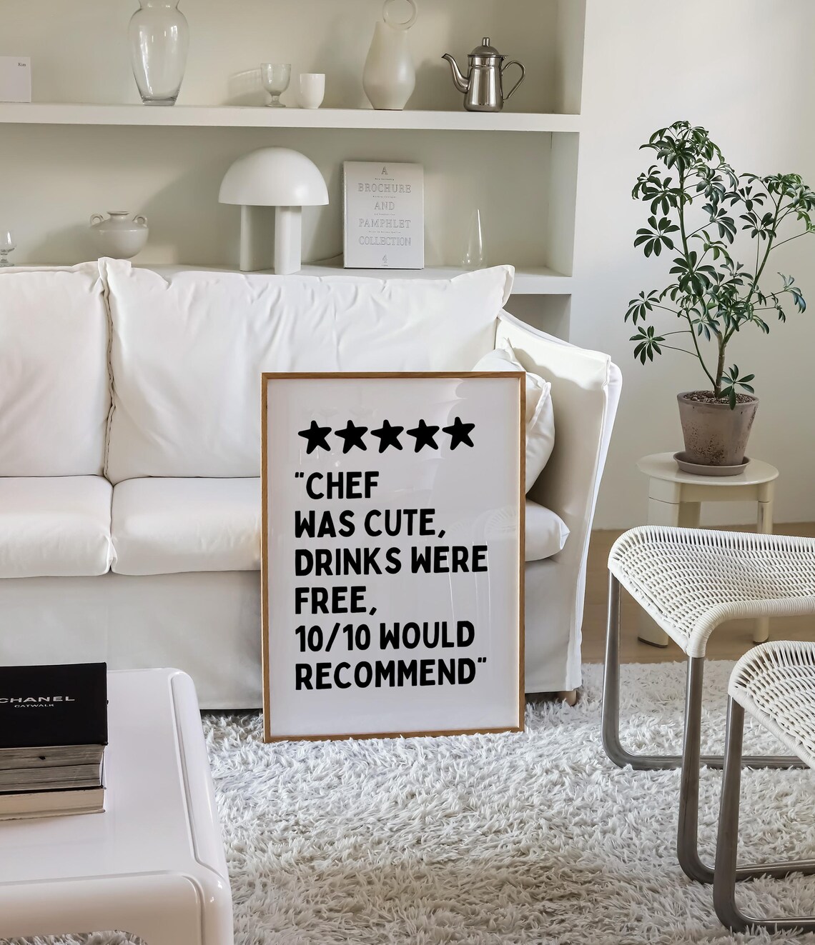Chef Was Cute Drinks Were Free Funny Kitchen Quote Review Poster - Image 2